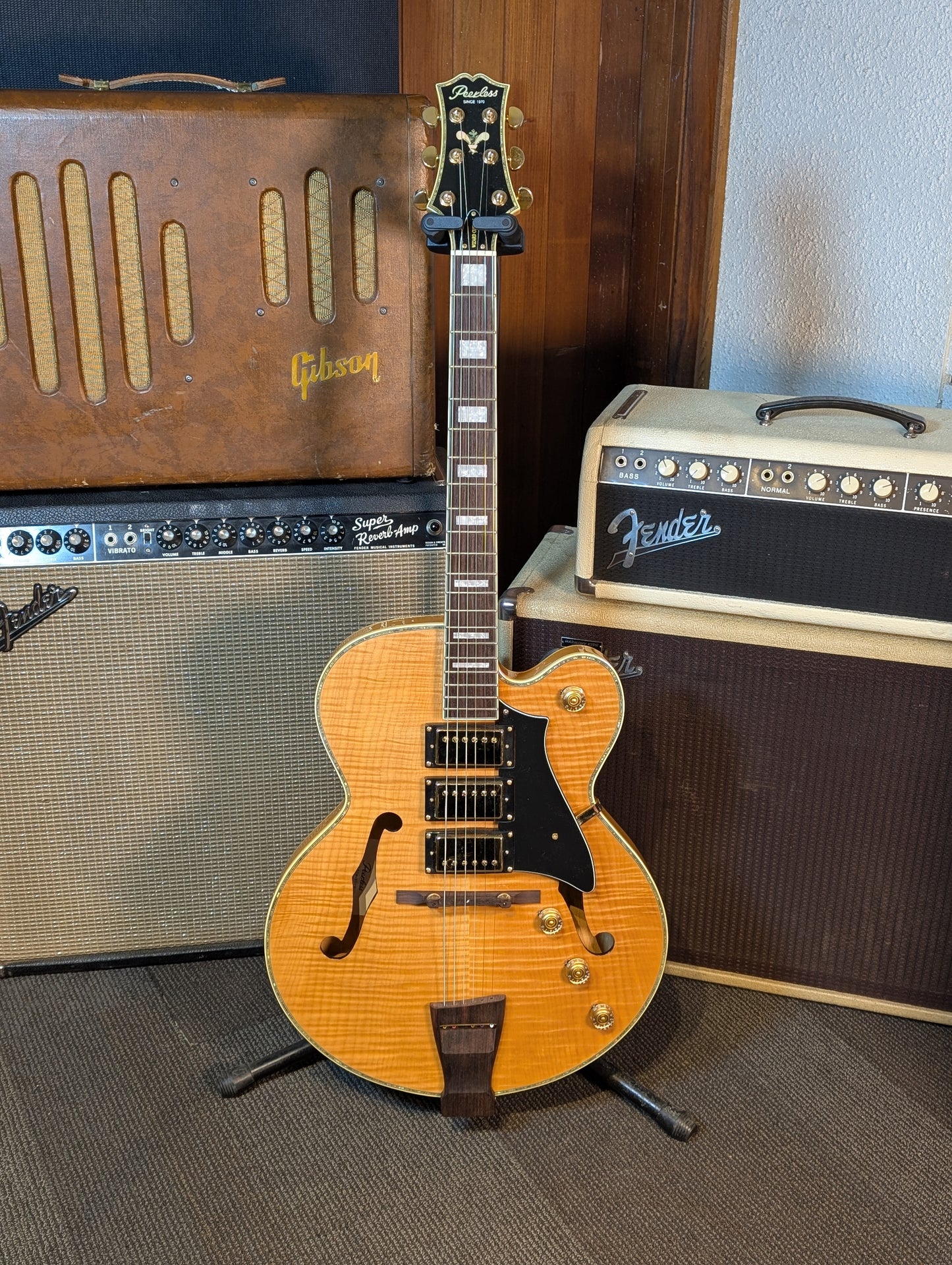 Peerless Wizard Custom Thinline Archtop Electric Guitar w/Case - Blonde Flamed Maple (Used)