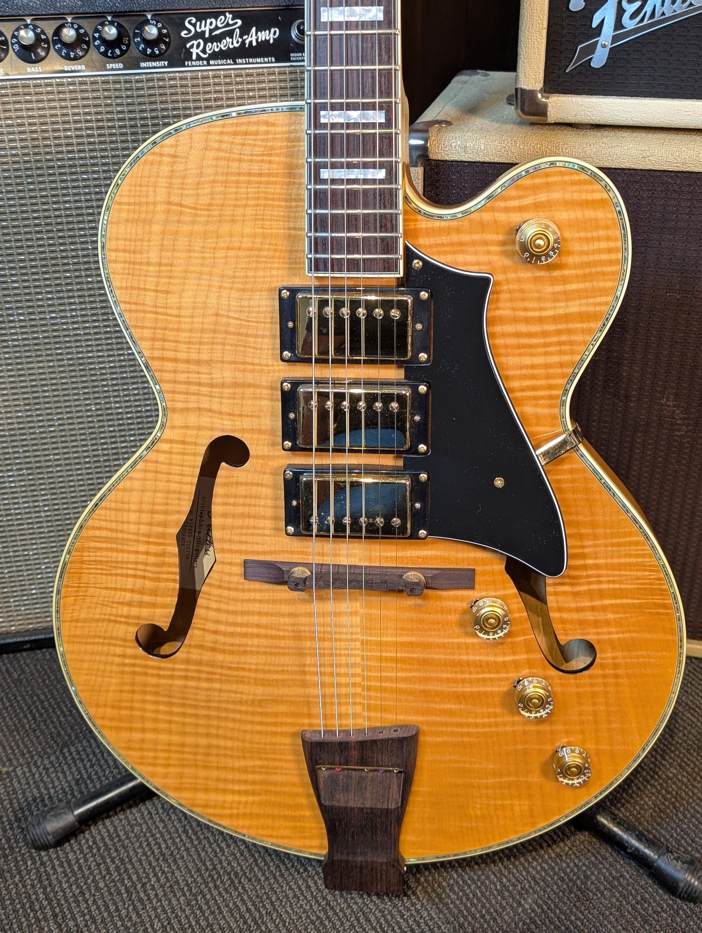 Peerless Wizard Custom Thinline Archtop Electric Guitar w/Case - Blonde Flamed Maple (Used)