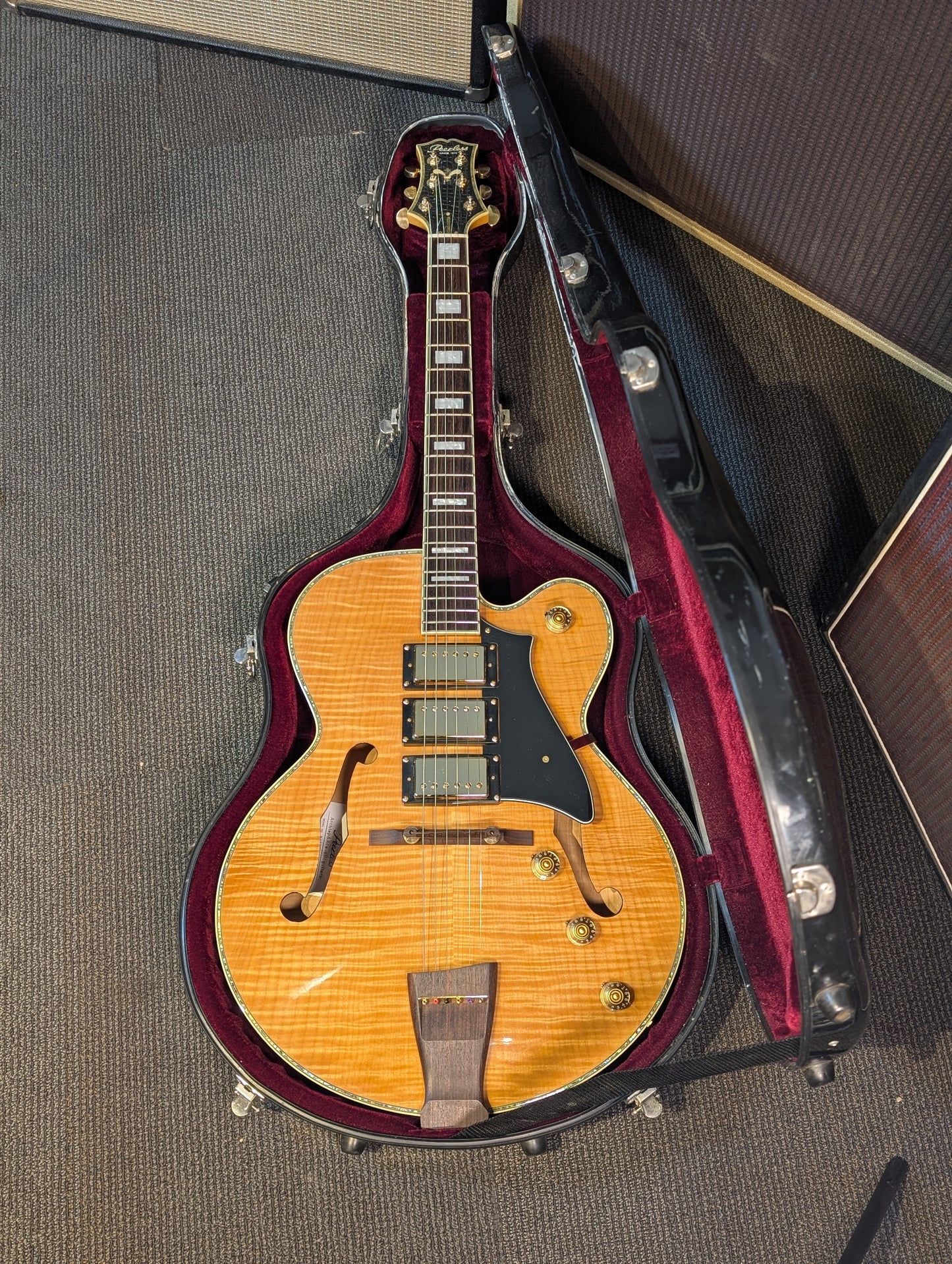 Peerless Wizard Custom Thinline Archtop Electric Guitar w/Case - Blonde Flamed Maple (Used)