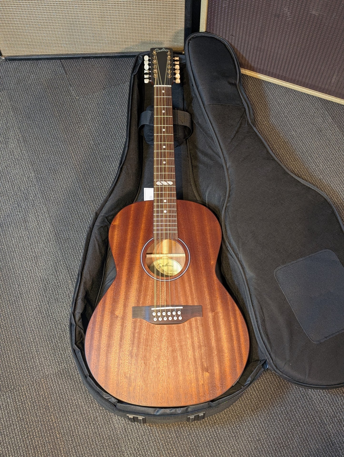 Godin Mahogany Folk 12-String Acoustic/Electric Guitar w/Gig Bag - Rustic Burst (Serial #053148000046)