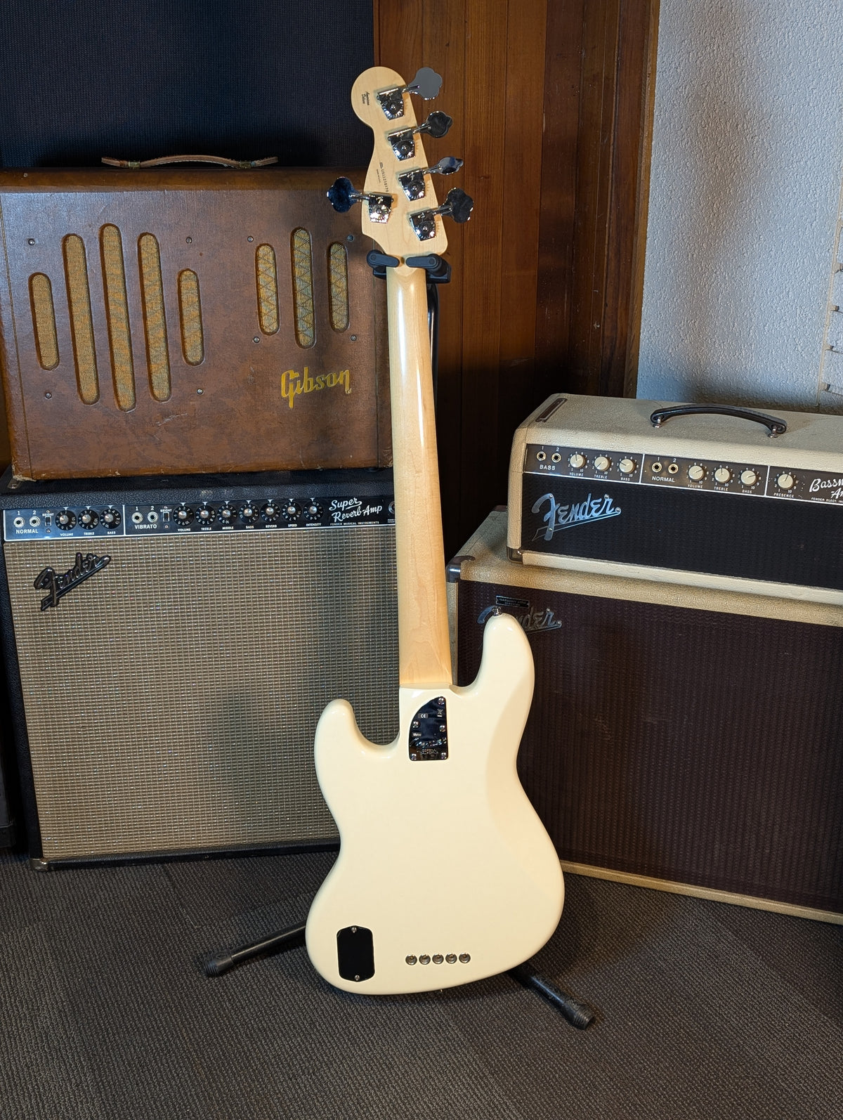 Fender American Deluxe Jazz Bass V 5-String Active Bass Guitar w/Case - Olympic White (2012)