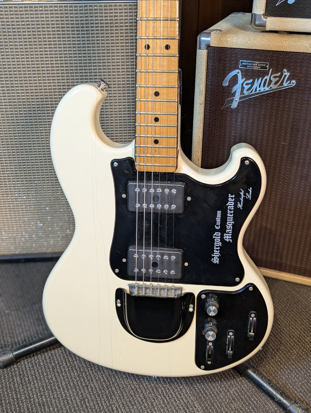Shergold Custom Masquerader Electric Guitar w/Gig Bag - White (1977)