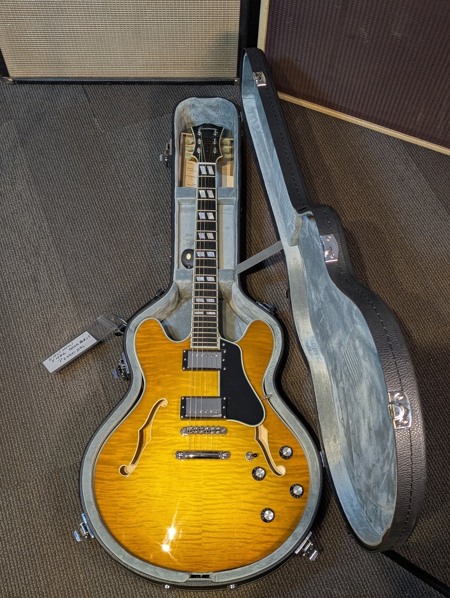 Eastman T486 Thinline Semi-Hollow Electric Guitar w/Case - Goldburst (Serial #P2500281)