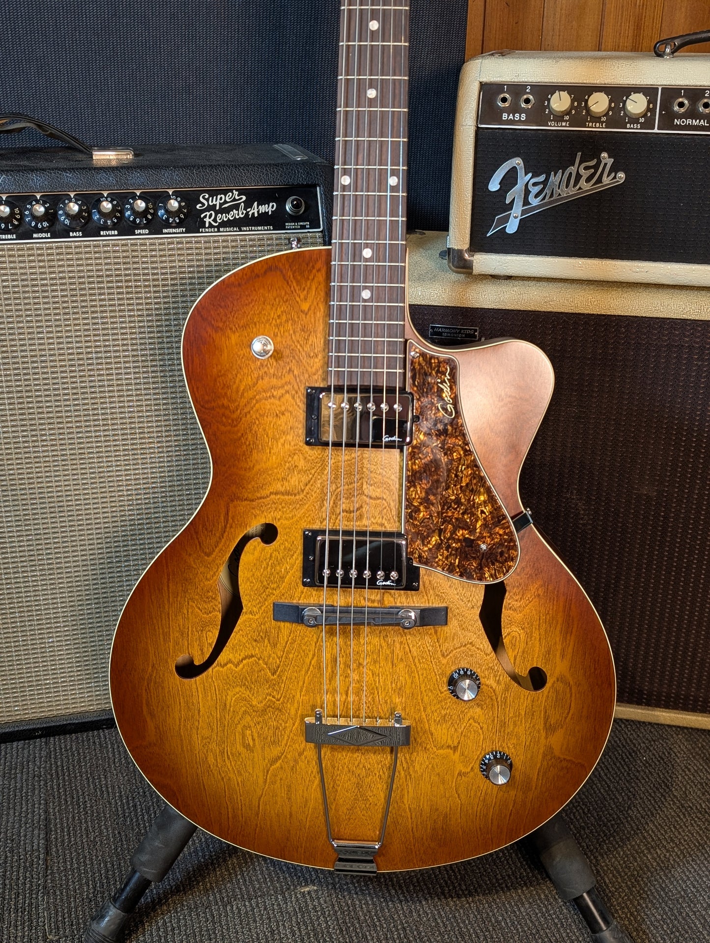 Godin 5th Ave CW Kingpin II HB Hollow Body Electric Guitar SF - Cognac Burst (Serial #050932900058)