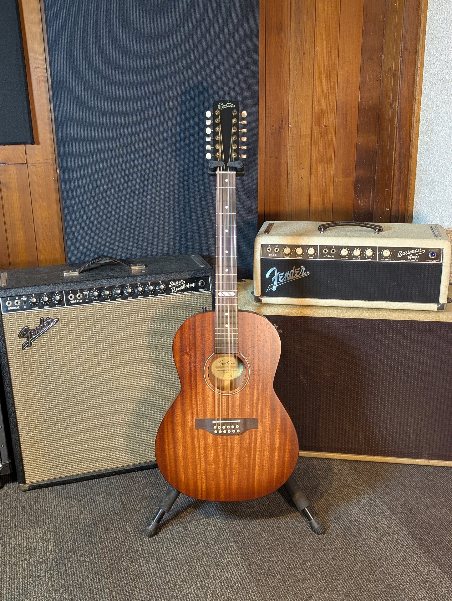 Godin Mahogany Folk 12-String Acoustic/Electric Guitar w/Gig Bag - Rustic Burst (Serial #053148000075)