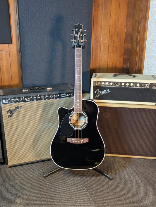 Takamine EF341SC Left Handed Acoustic/Electric Guitar w/Gig Bag - Gloss Black (Serial #61090071)