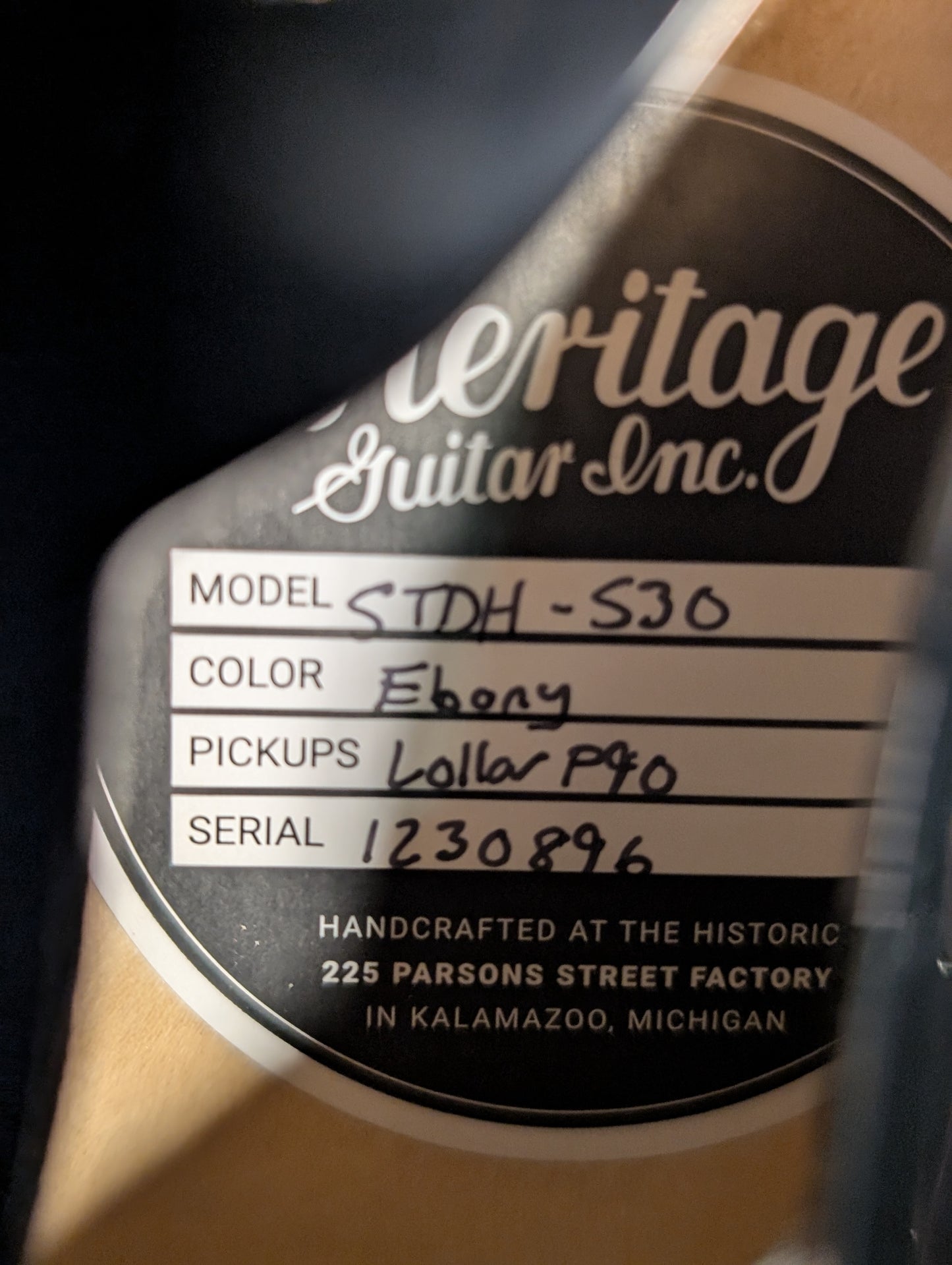 Heritage Standard H-530 V2 Hollow Body Electric Guitar w/Case - Ebony (Demo Stock)