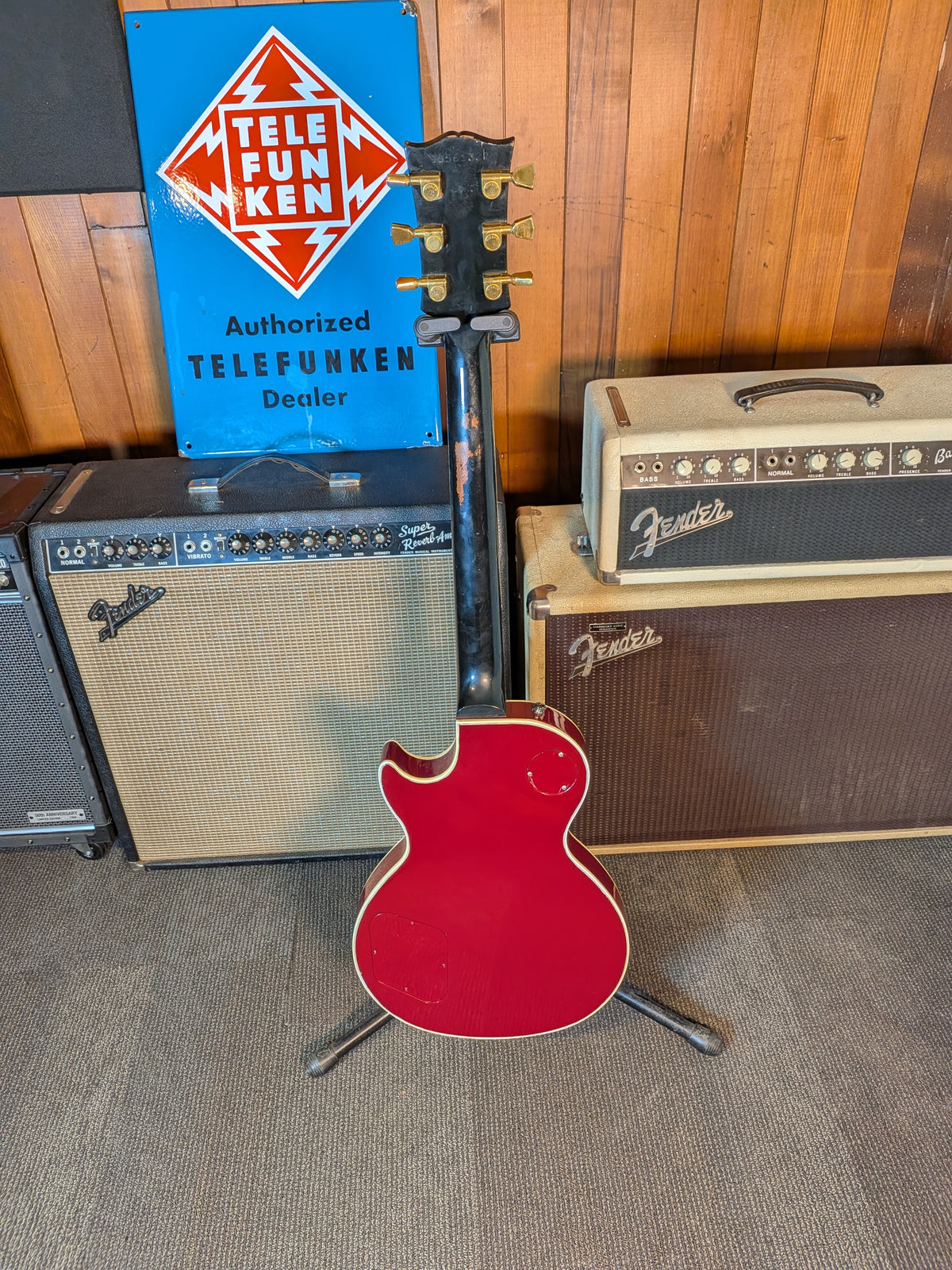 Gibson Les Paul Custom Electric Guitar w/Flight Case - Burgundy Red Refinish (1991)