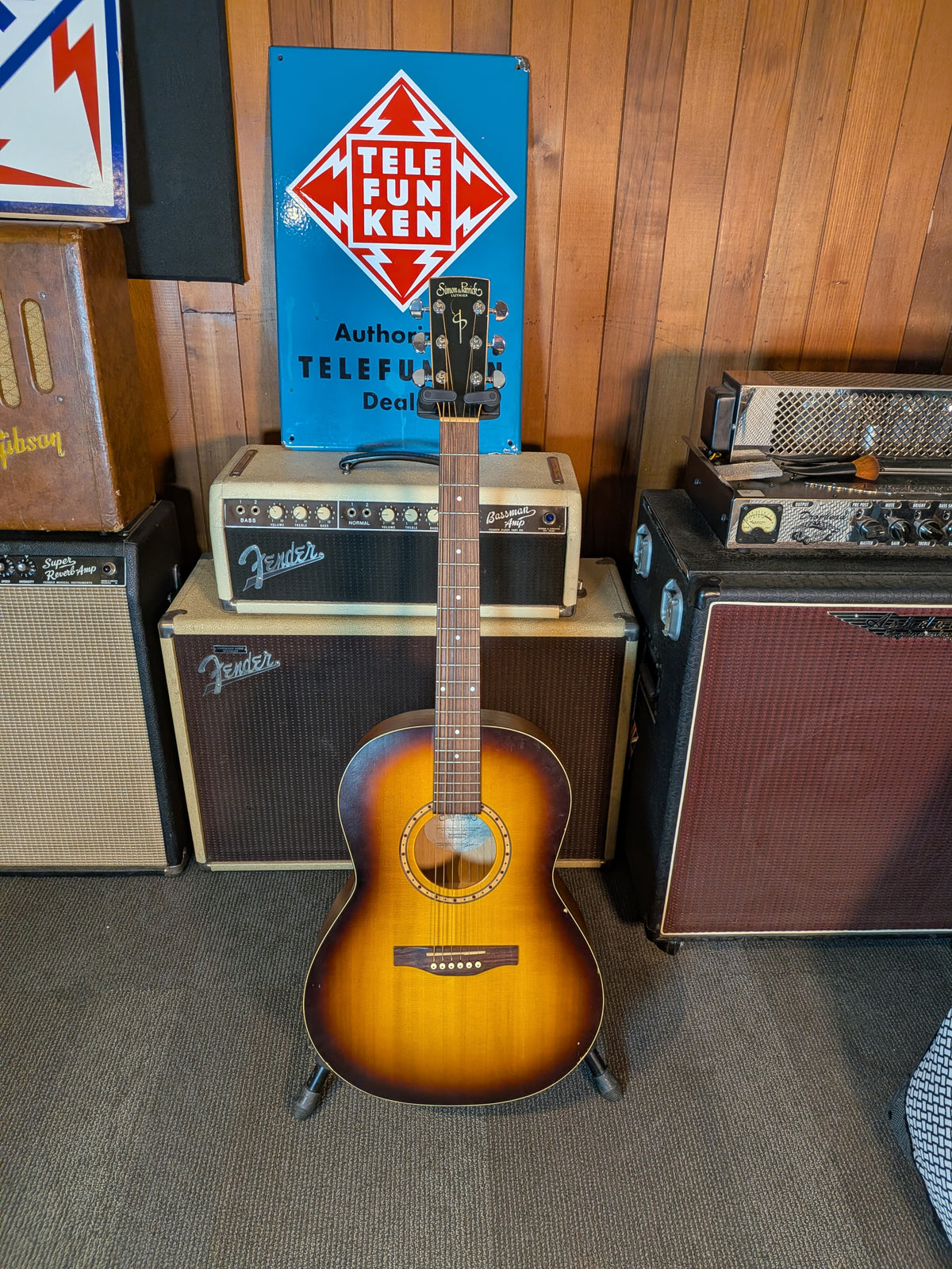 Simon & Patrick Songsmith Folk Acoustic Guitar w/Case - Sunburst (Used)