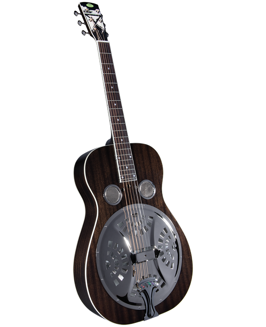 Regal RD-56 Artist Series Roundneck Black Lightning Resophonic Guitar – Translucent Black