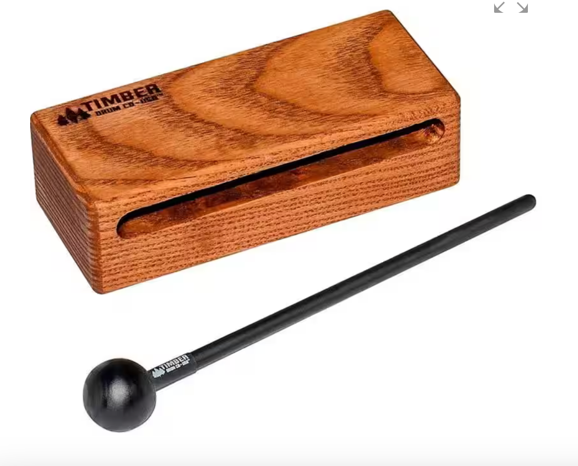 Timber Drum Co. T4-S Solid Hardwood Woodblock w/ Mallet - Small
