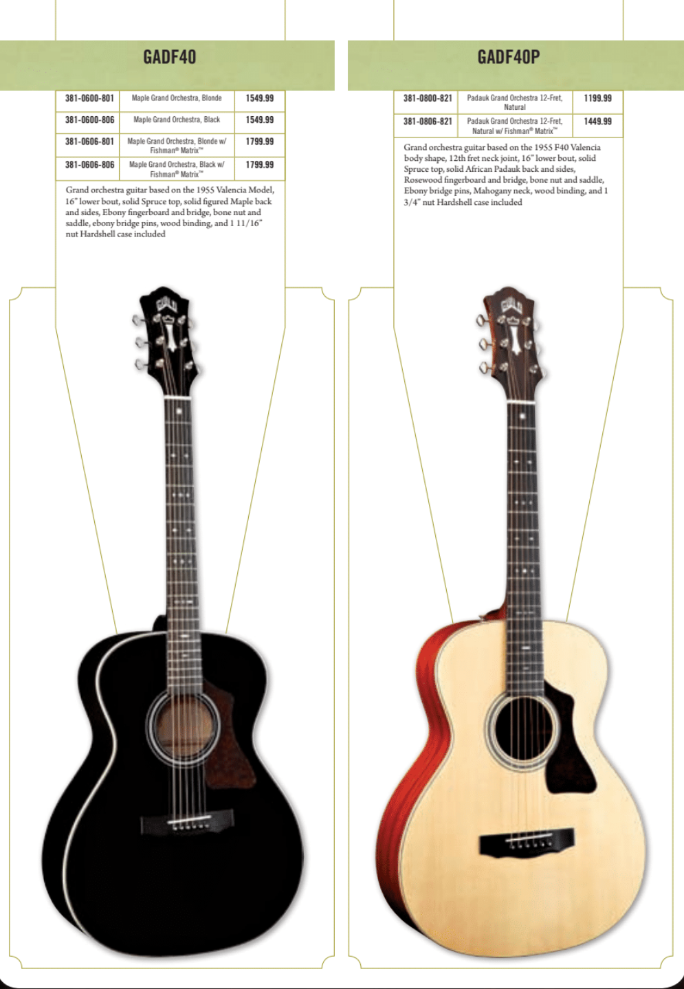 Guild GAD-F40 Grand Orchestra Acoustic/Electric Guitar w/Case - Black (2007)
