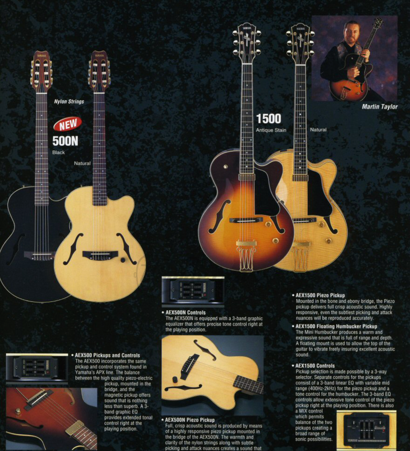 Yamaha AEX1500 Martin Taylor Model Electric/Acoustic Archtop Guitar w/Case - Antique Stain (1999)