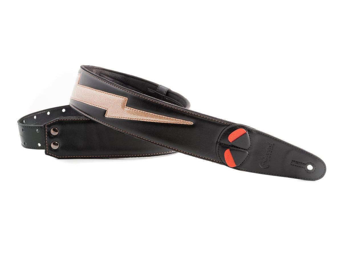 RightOn Straps Bolt II Guitar Strap - Gold Glitter