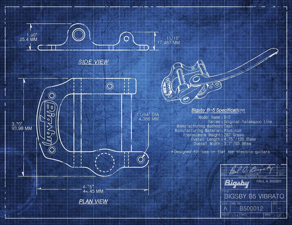 Bigsby B5 Vibrato for Flat Top Guitars - Aluminum