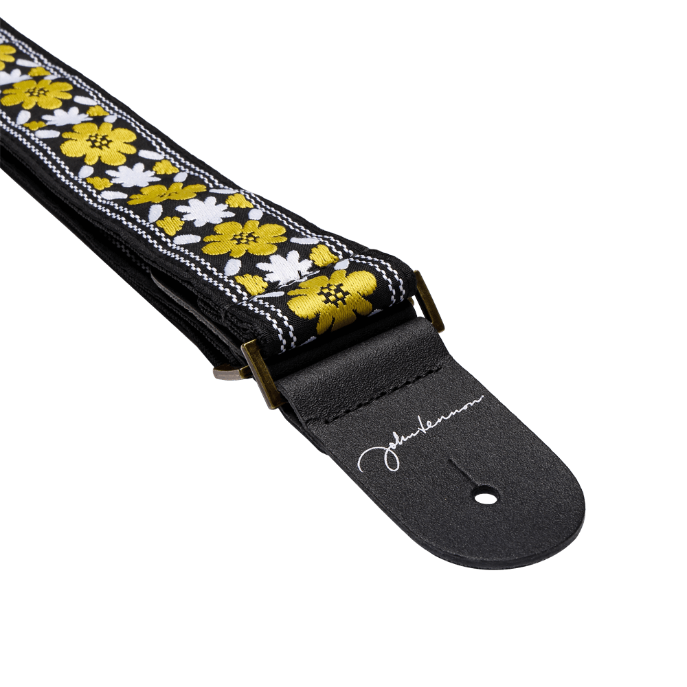 D'Addario John Lennon Rooftop Jacquard Strap - White/Yellow/Black