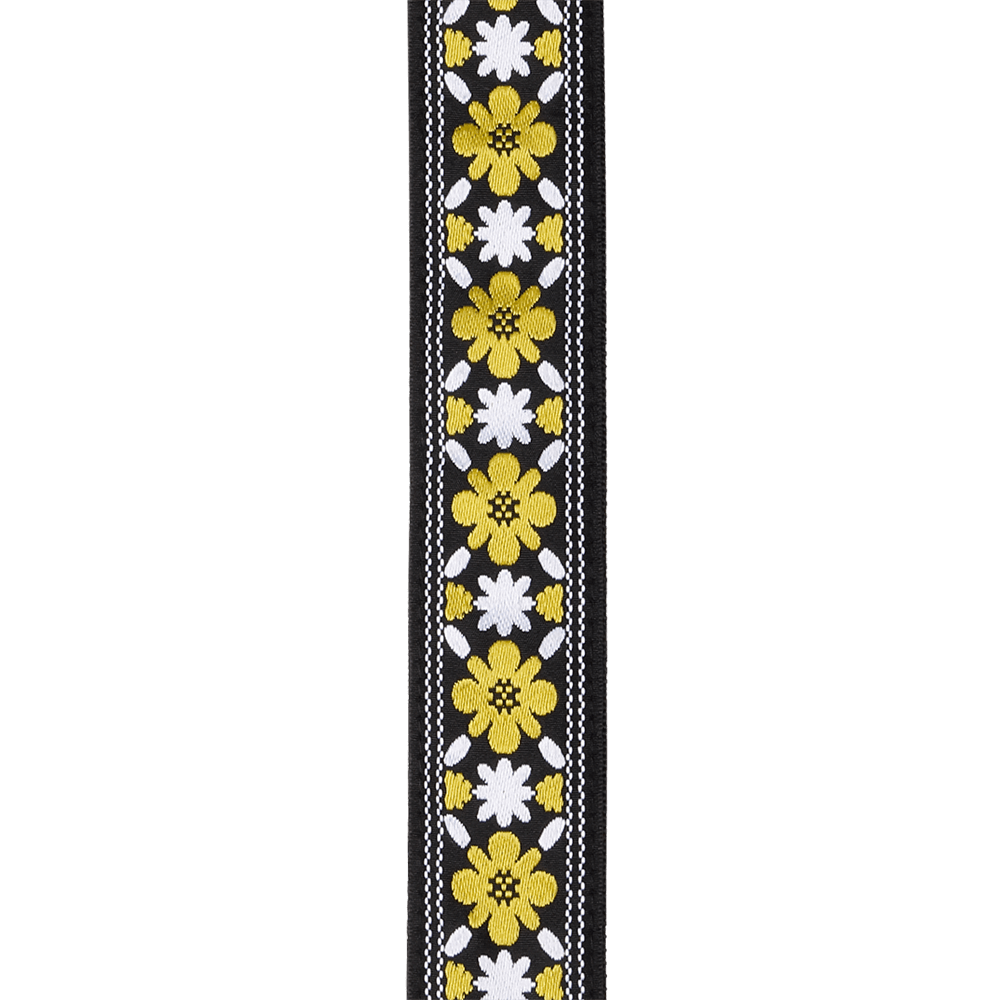 D'Addario John Lennon Rooftop Jacquard Strap - White/Yellow/Black