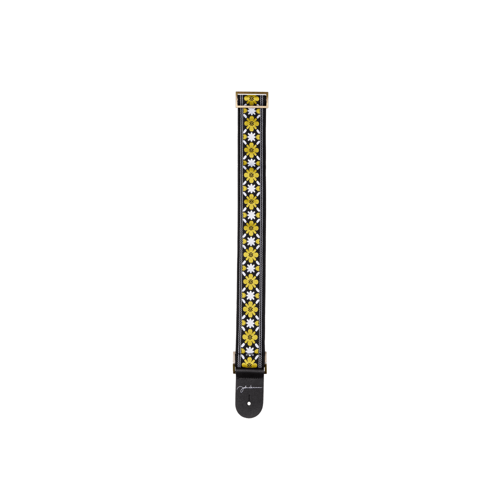 D'Addario John Lennon Rooftop Jacquard Strap - White/Yellow/Black