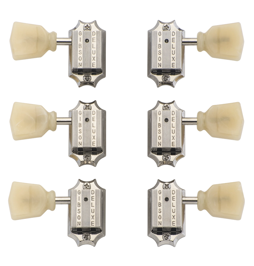 Gibson Deluxe Yellow Button Tuner Set - Vintage Nickel