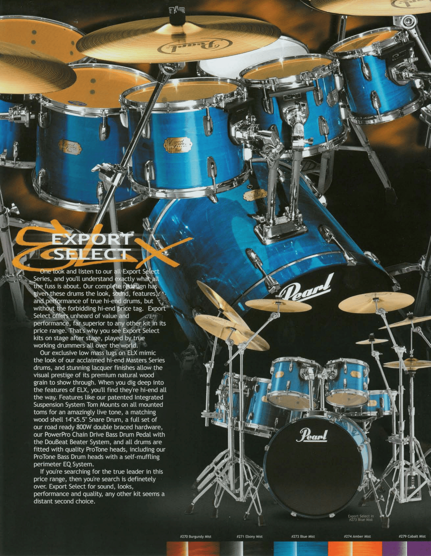 Pearl Export Select 5-Piece Shell Pack - Amber Mist Lacquer (Early 2000's)
