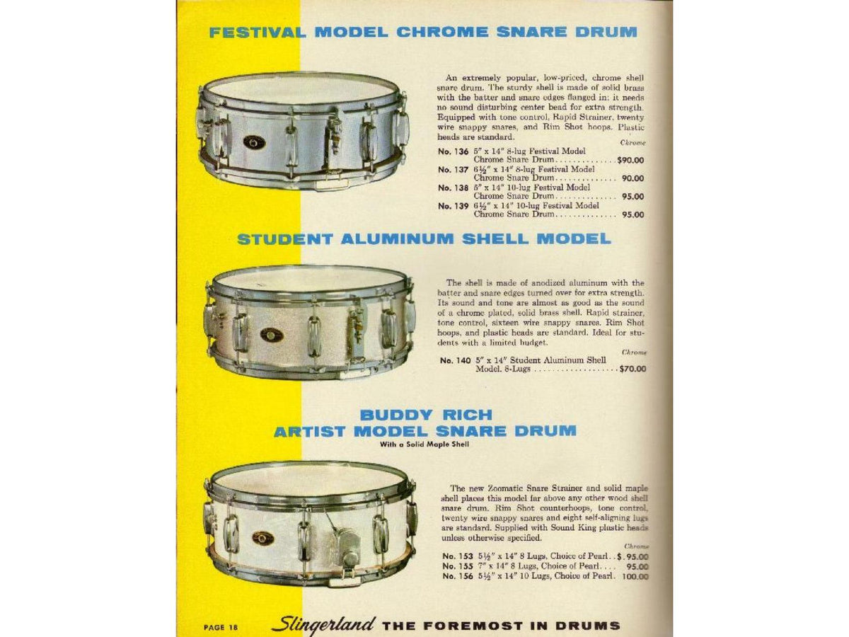 Slingerland No.140 14"x5" Student Aluminum Model Snare Drum (1968)