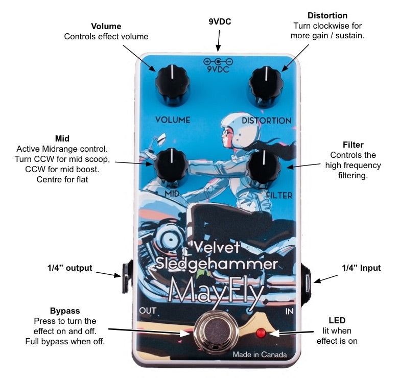 MayFly Audio Velvet Sledgehammer Distortion Pedal