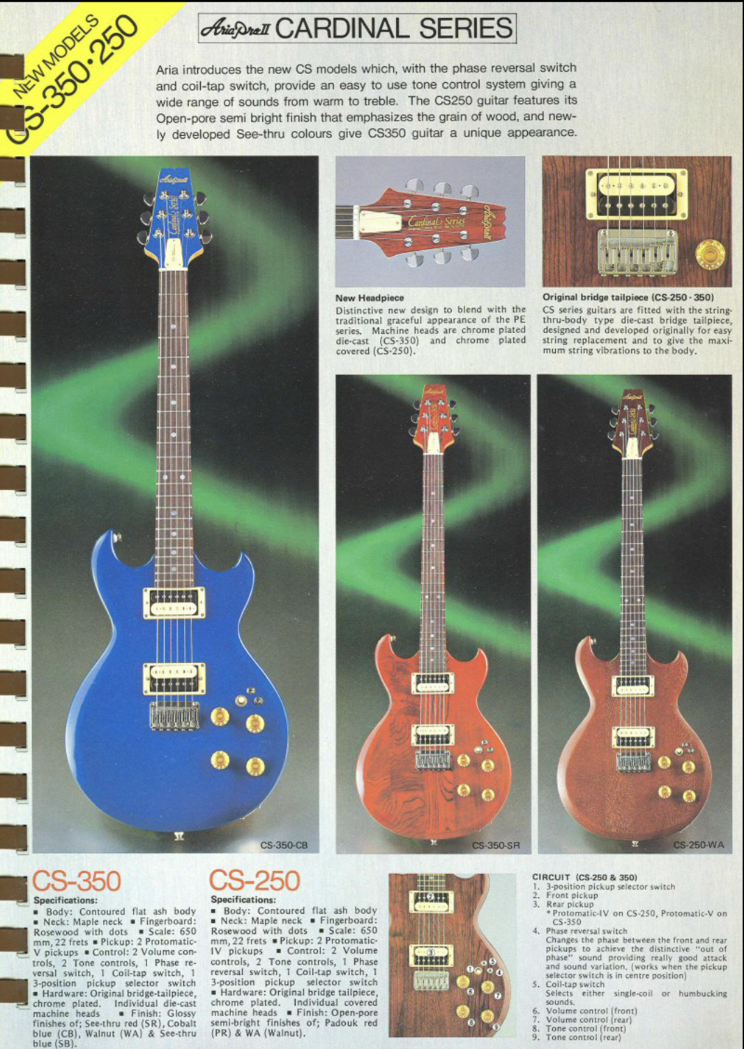 Aria Pro II Cardinal Series CS-250 Electric Guitar w/Case - Walnut (Early 1980's)