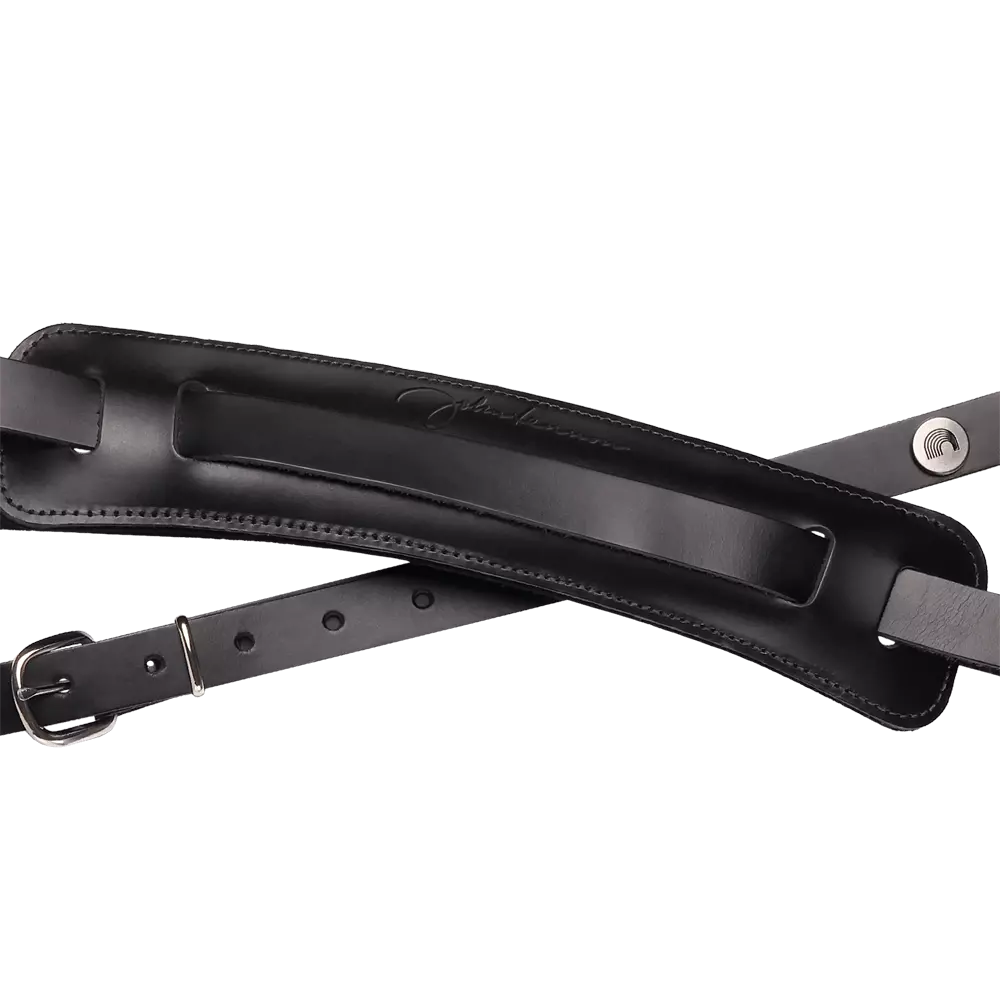 D'Addario John Lennon Leather Guitar Strap w/Shoulder Pad - Black