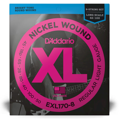 D'Addario EXL170-8 8 String Long Scale Electric Bass Strings (45-100)