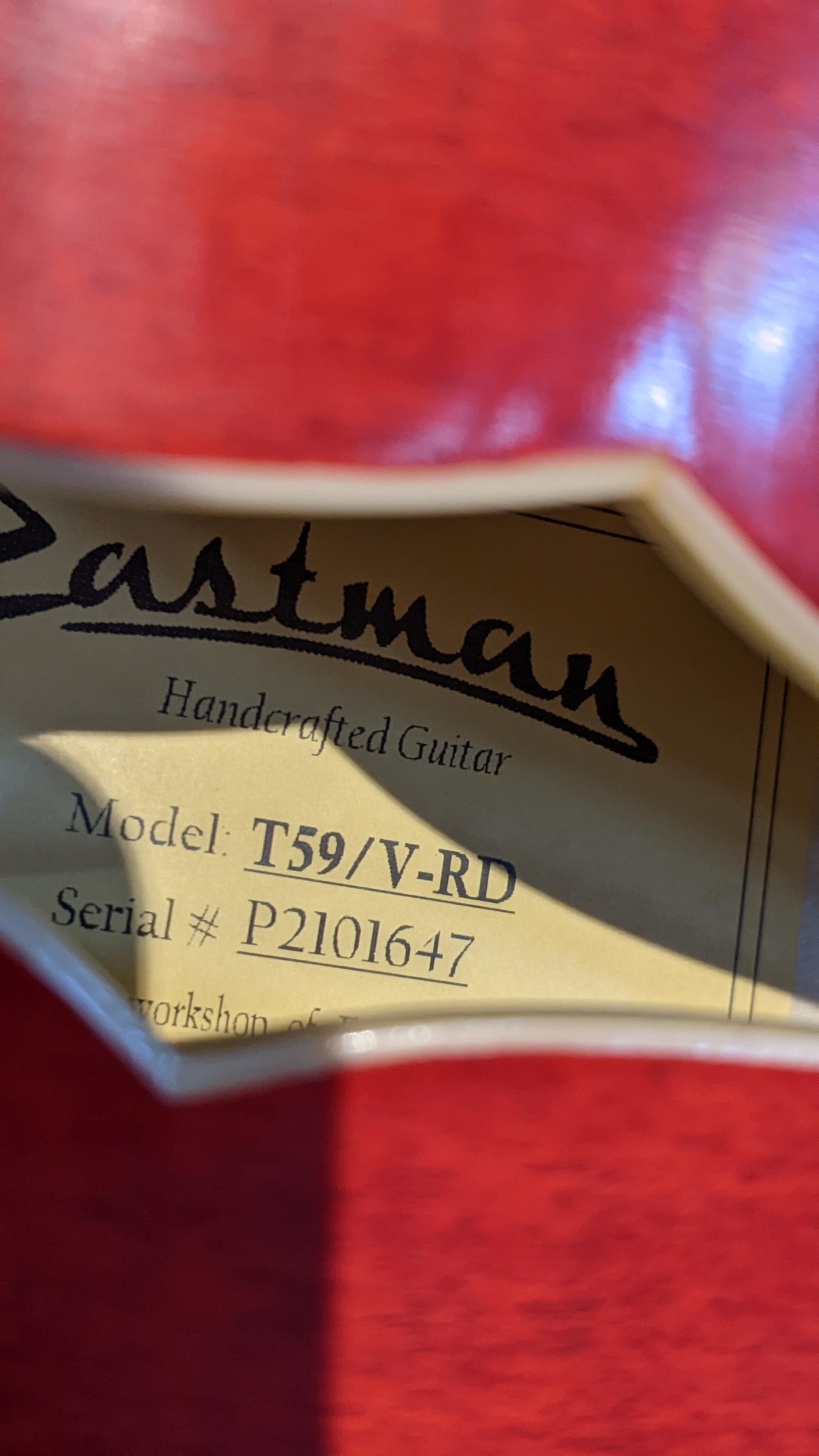 Eastman T59/V-RD Thinline Deluxe Semi Hollow Electric Guitar w/ Case