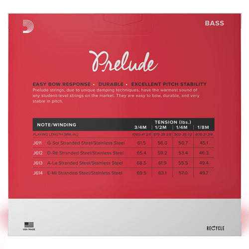 D’Addario Prelude 3/4 Upright Bass Strings, Medium Tension