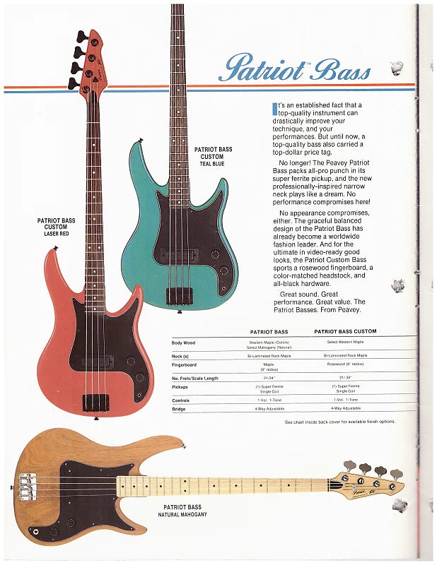 Peavey Patriot 4 String Bass Guitar w/Case (1987)