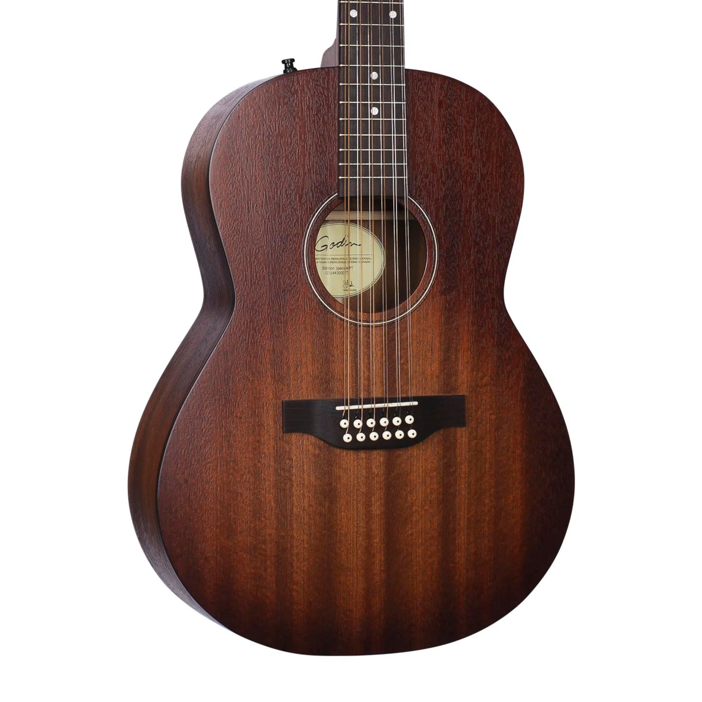 Godin Mahogany Folk 12-String Acoustic/Electric Guitar w/Gig Bag - Rustic Burst