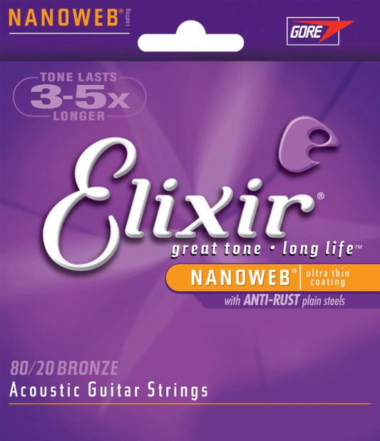 Elixir Nanoweb 80/20 Coated Acoustic Strings