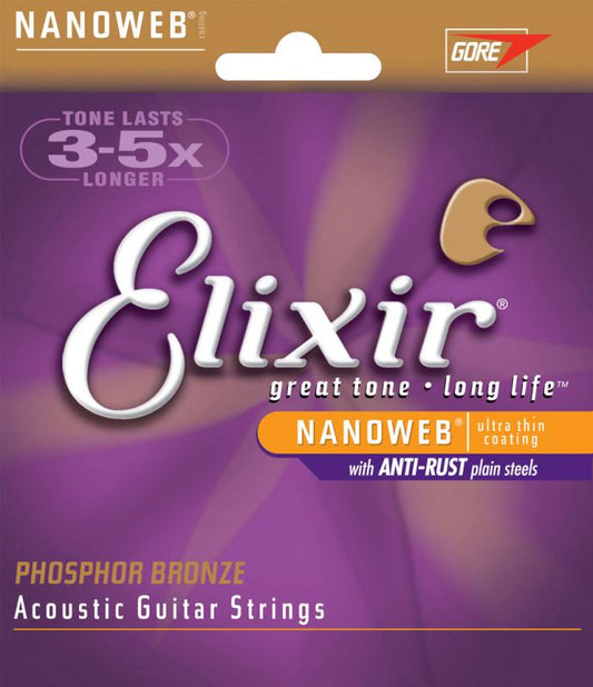 Elixir Nanoweb Coated Phosphor Bronze Acoustic Strings