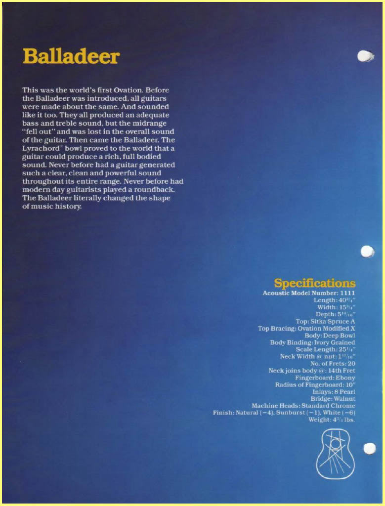 Ovation 1111 Balladeer Acoustic Guitar w/Case - Natural (1981)