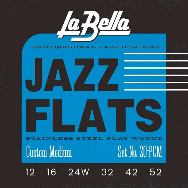 La Bella 20PCM Jazz Flats for Electric Guitar (Custom Medium 12-52 Gauge)