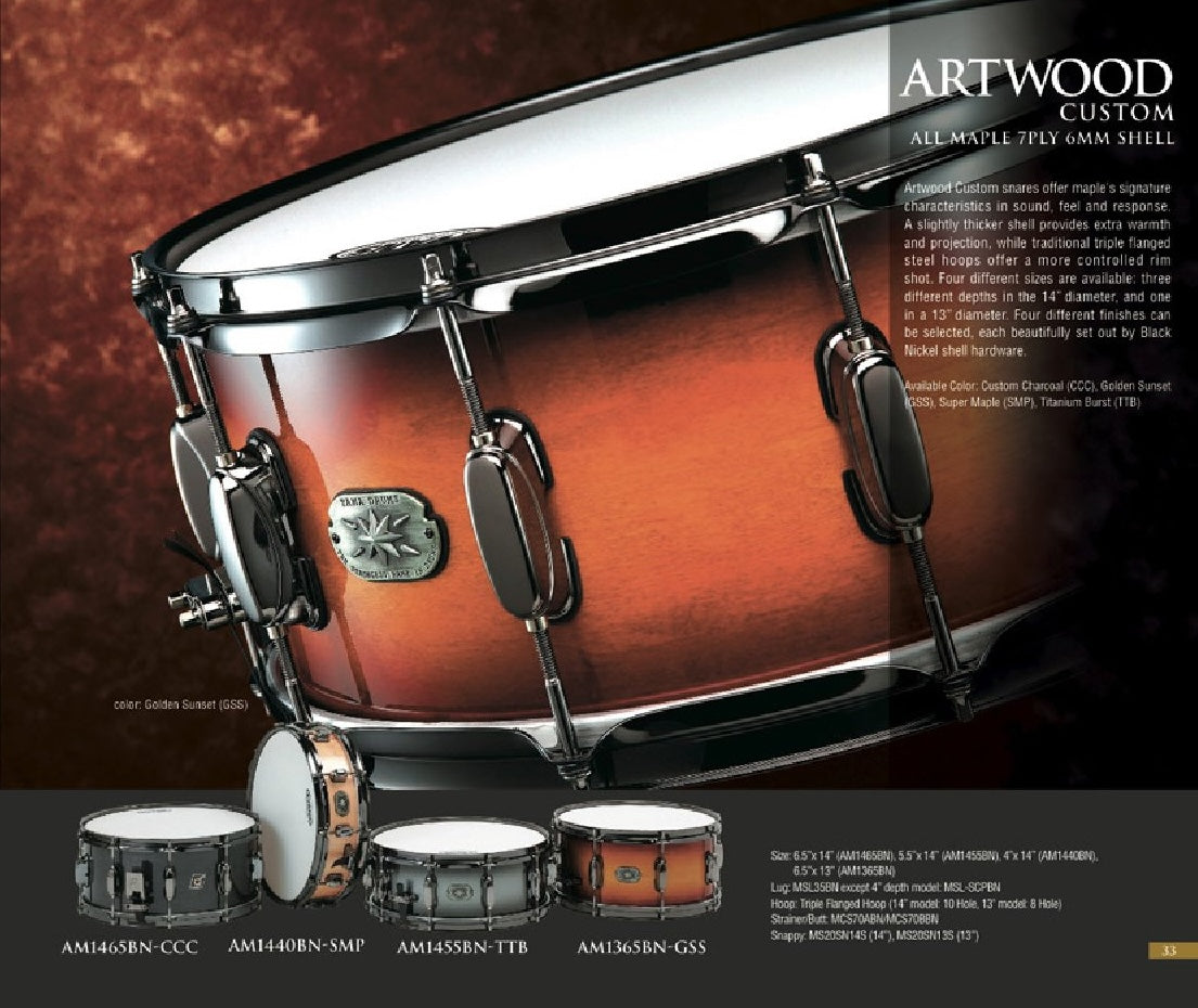 Tama Artwood Custom 14"x4" Snare Drum - Golden Sunset (Used)