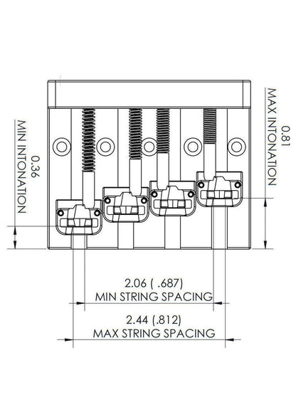 Hipshot MassKicker 4-String Bass Bridge - Nickel
