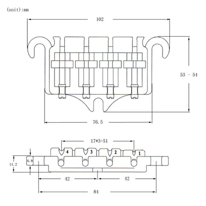 More Better 3-Point Gibson Style Bass Bridge - Chrome