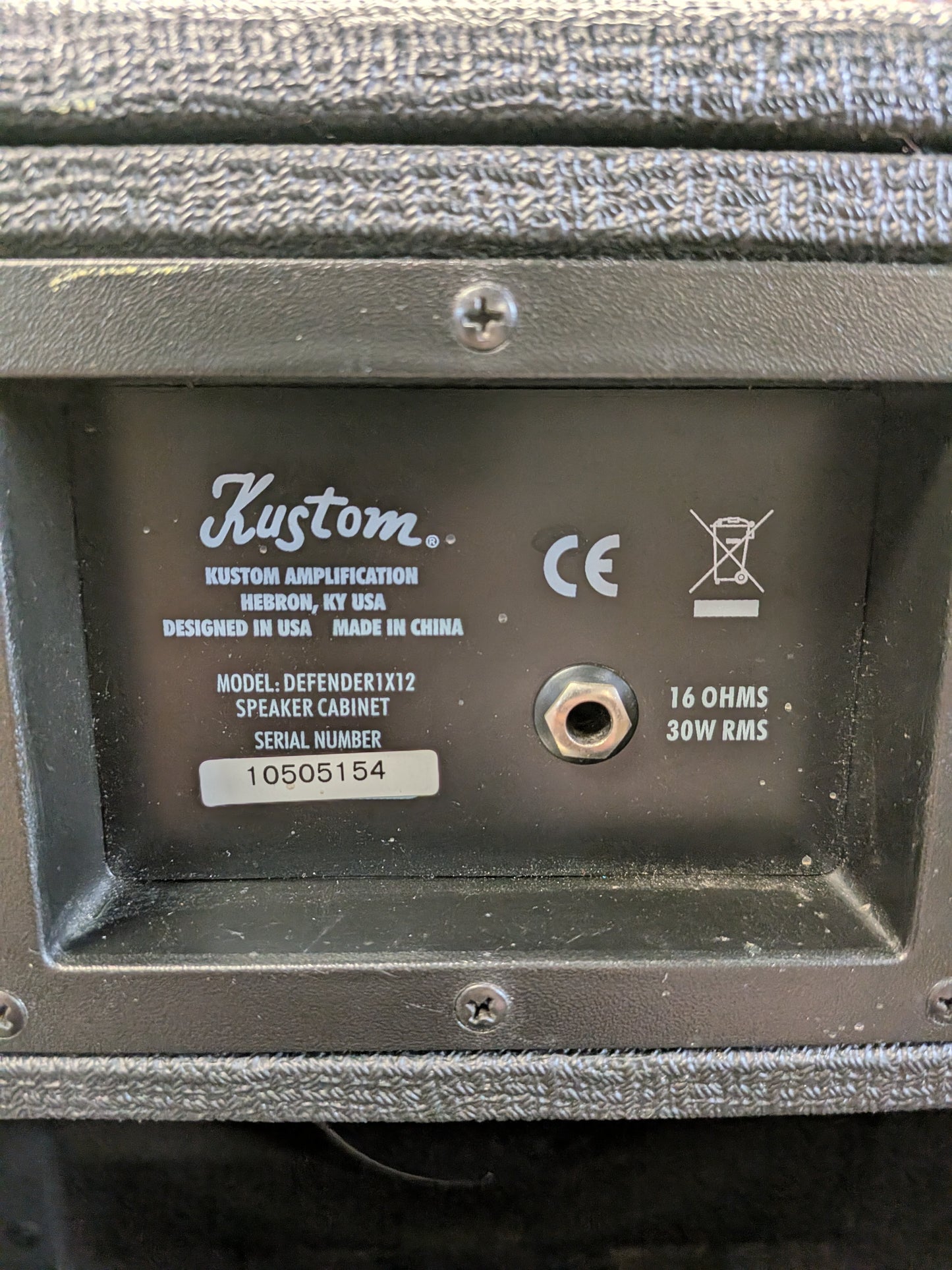 Kustom Defender 1x12" 16ohm 30w Speaker Cabinet (Used)