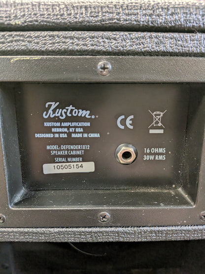 Kustom Defender 1x12" 16ohm 30w Speaker Cabinet (Used)