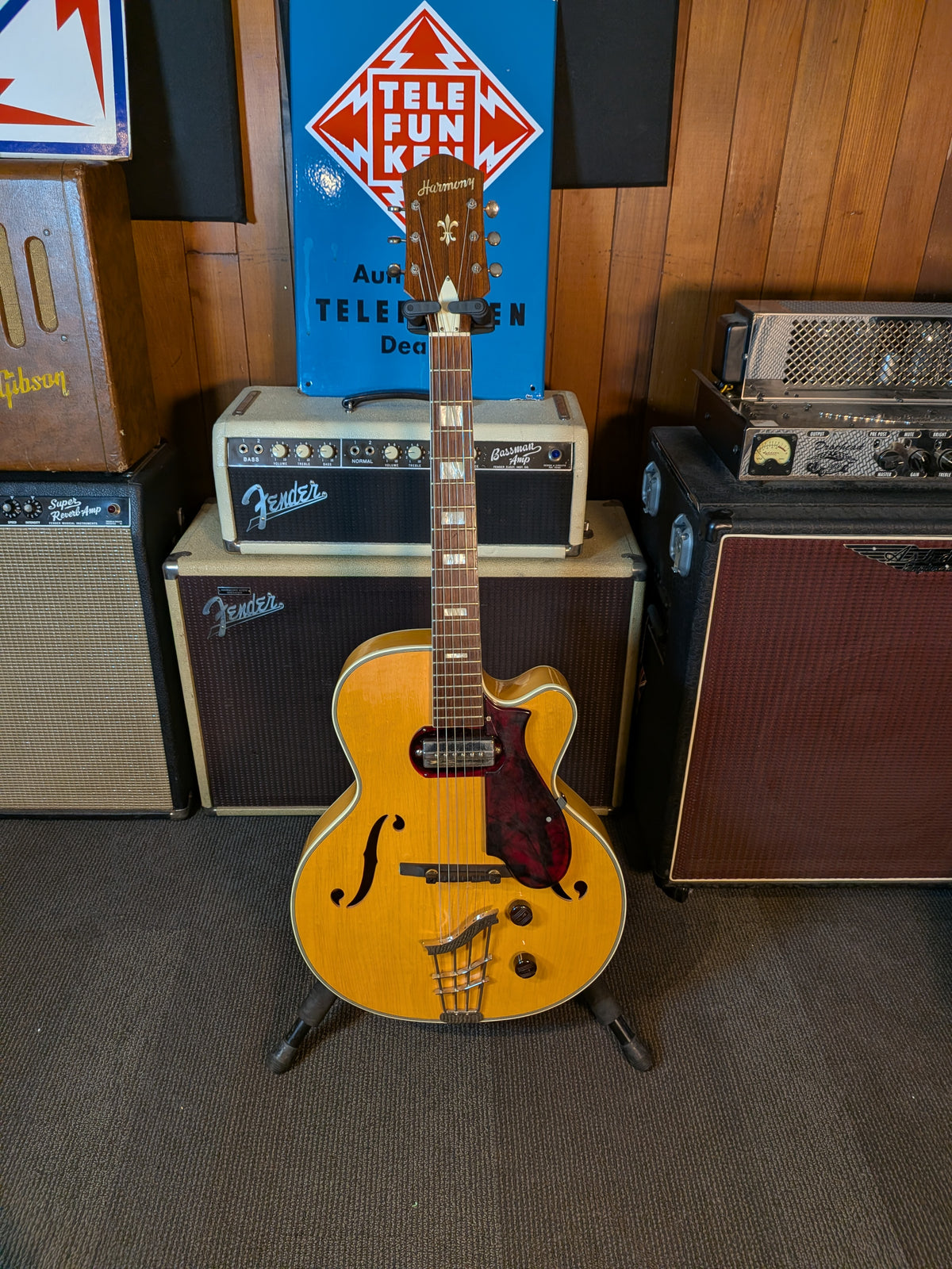 Harmony H65 Hollow Body Archtop Electric Guitar w/Case - Sherry Blonde (1956-1960)