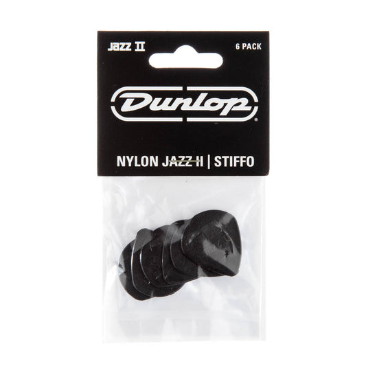 Dunlop Black Stiffo Nylon Jazz II Guitar Picks (6/Pack)