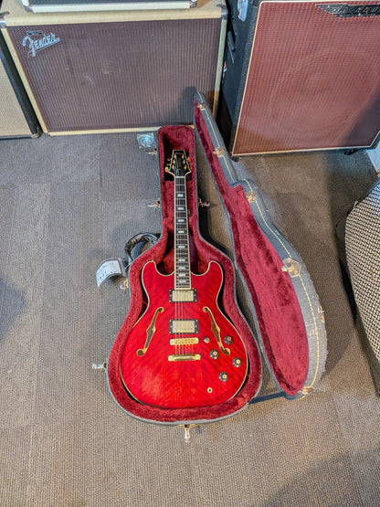 Aria Pro II TA-60 Semi-Hollow Electric Guitar w/Case - Wine Red (Late 1980's - Early 1990's)