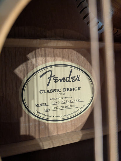 Fender CD-60SCE Dreadnought 12-String Acoustic-Electric Guitar - Natural (Used)