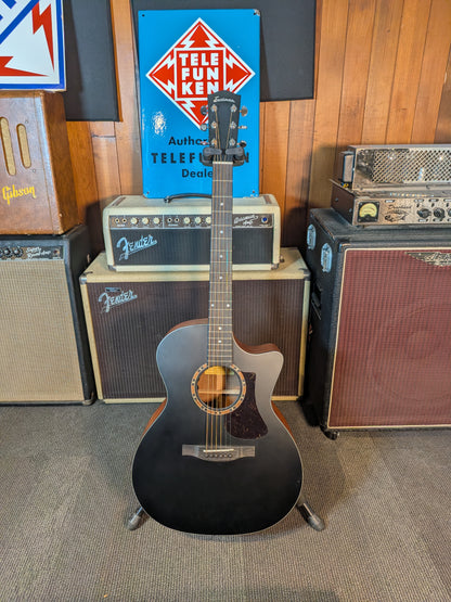 Eastman AC122-2CE Grand Auditorium Acoustic/Electrc Guitar w/Gig Bag - Satin Black (B-Stock Serial #M2238351)
