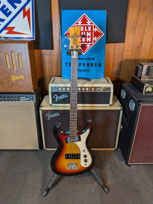 Univox Hi-Flier Short Scale 4-String Bass Guitar - Sunburst (Late 1970's)