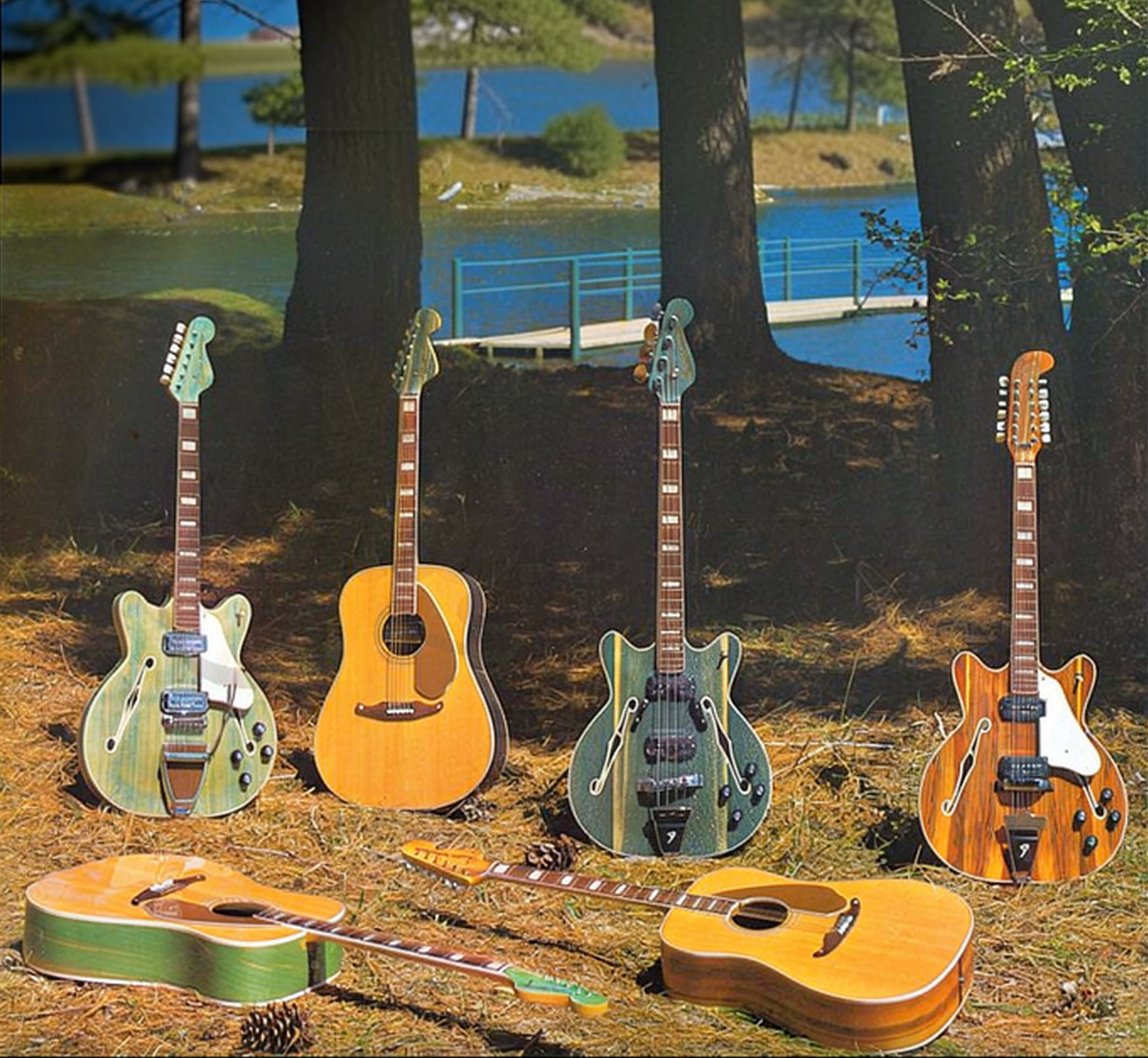 Fender Wildwood I Acoustic Guitar w/Case - Rainbow Greens (1966-1971)