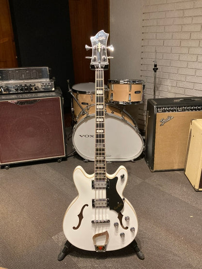 Hagstrom Viking Semi-Hollow Electric Bass Guitar w/Case - White Gloss (Used)